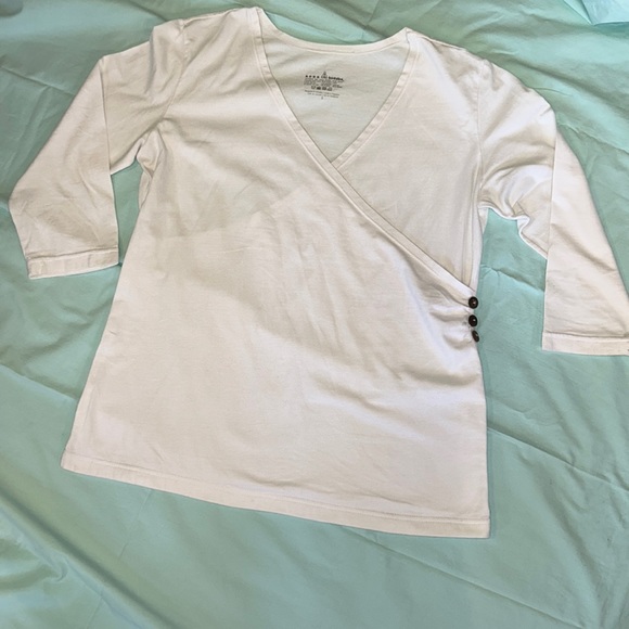 Neon Buddha Cotton/Spandex Wrap Shirt, Large, Coco Button Gathered, EUC… - Picture 1 of 10